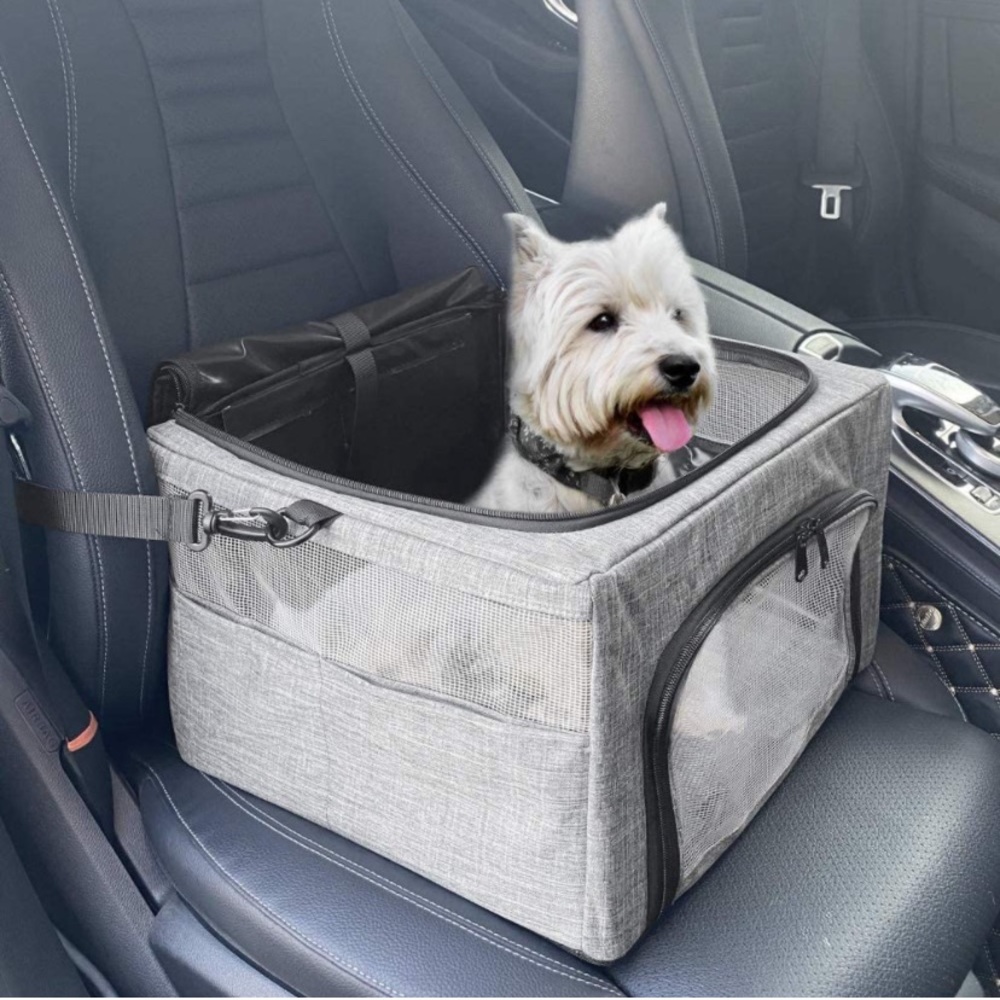 Collapsible Cat/Dog Car Seat and Carrier - Gray/black